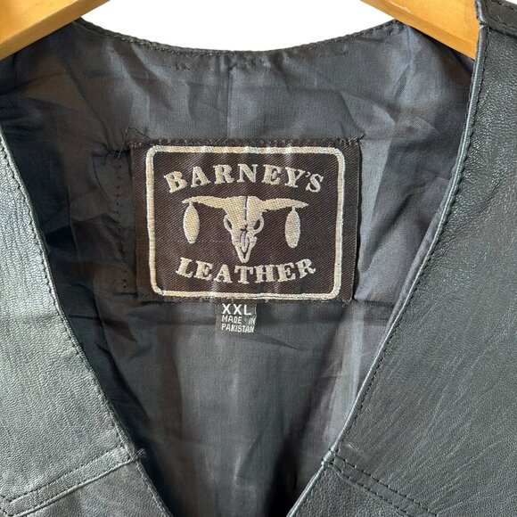 Vintage Barney's Leather Daytona 2003 Black Leather Biker Vest Size XXL Moto - Picture 3 of 5